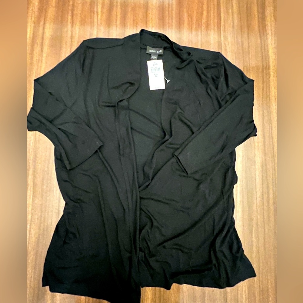 JJill Wherever black open front short sleeve cardigan size M